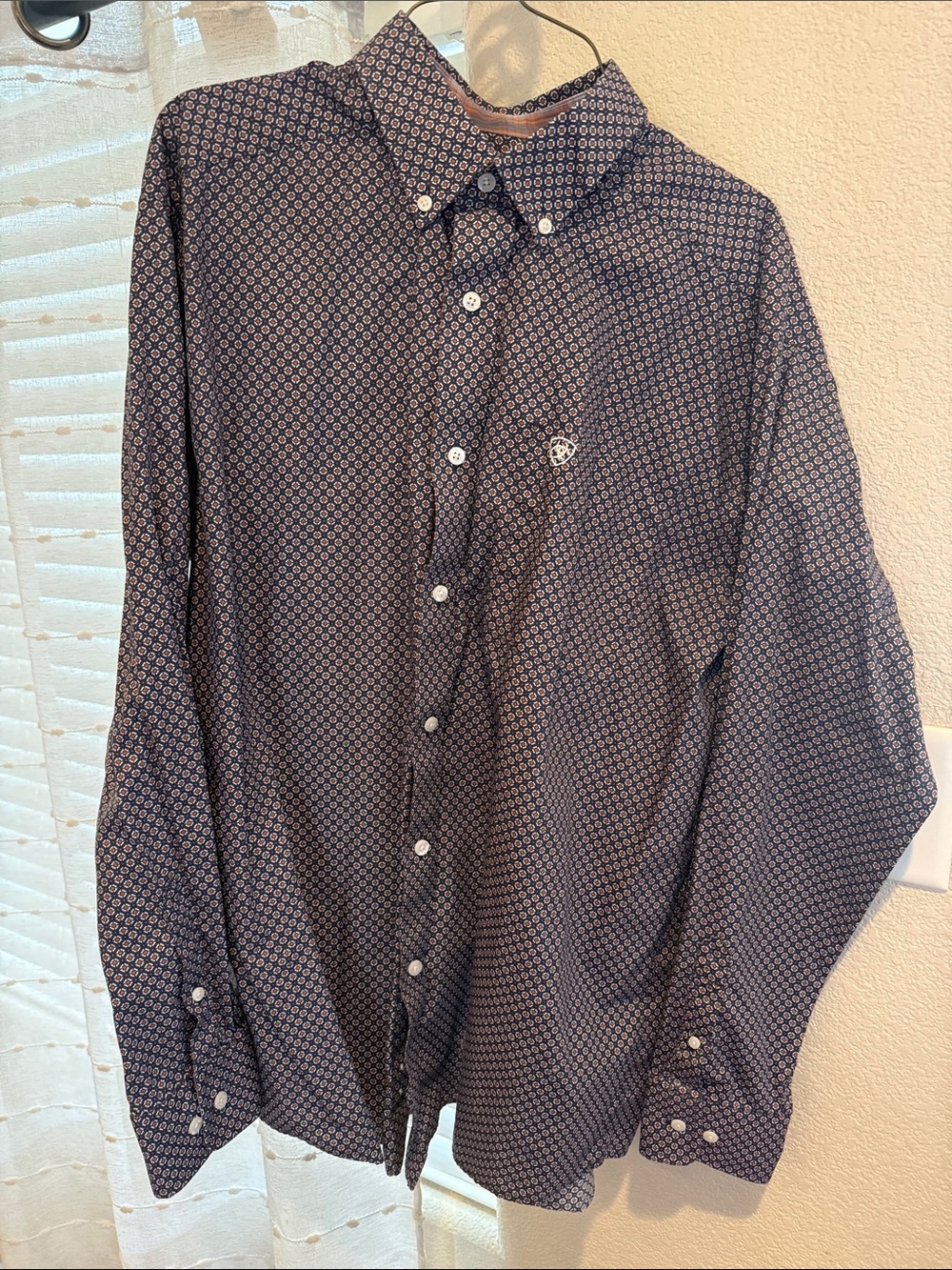 Men's Ariat Navy Patterned Button-Down Shirt